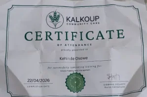 Сертификат: энтеральное питание (PEG), KALKOUP Community Care